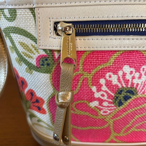 Spartina 449 Bright Floral Print Linen Body Leather Trim Women's Purse - Picture 9 of 16